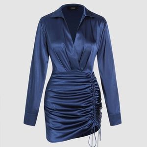 Navy blue satin dress from Cider